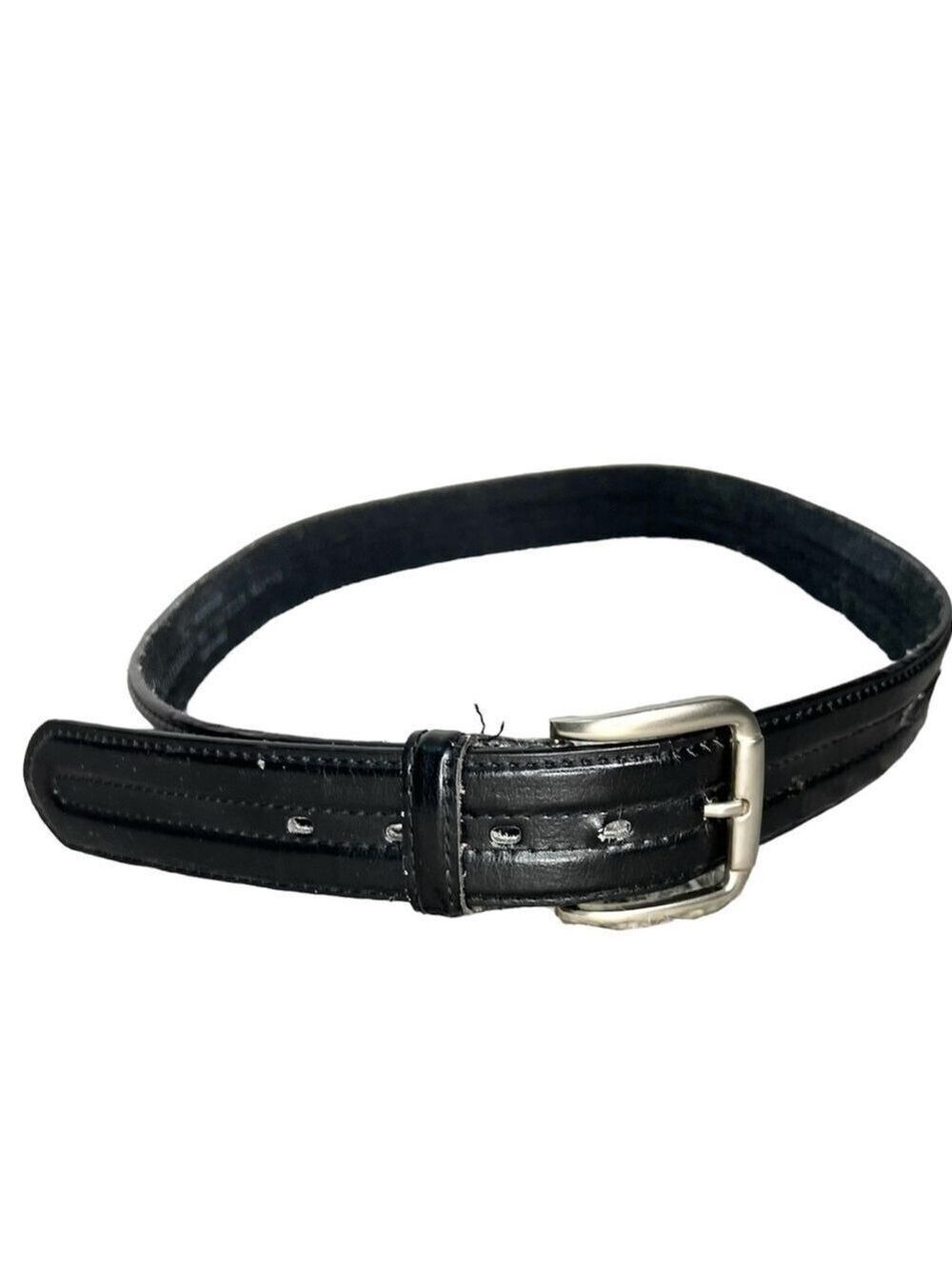 Black Italian leather belt square buckle 36-38